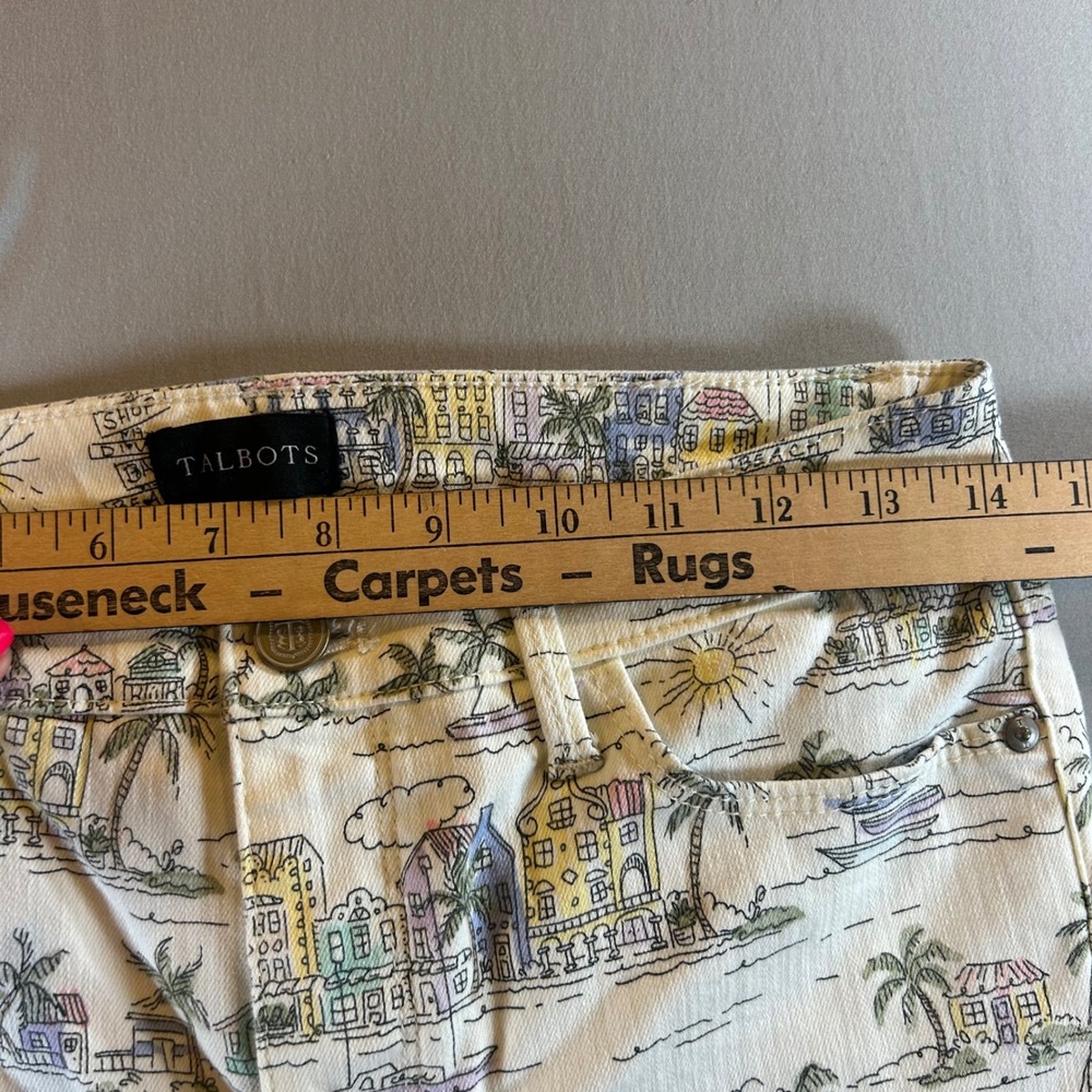 Talbots Womens Jegging Crop Coastal Beach Print Pants White Multi Size 2 - Picture 7 of 11